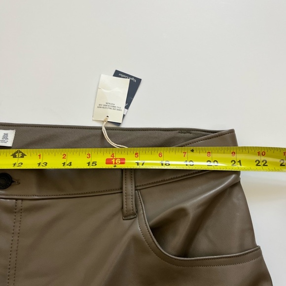 Abercrombie The 90s Straight Curve Pants Brown Vegan Leather Size 35 20R New - Picture 9 of 10